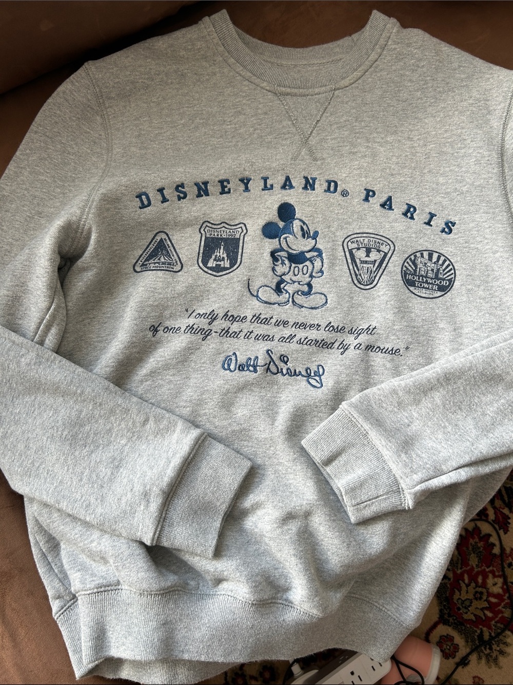 Disneyland Paris Grey Crewneck Sweatshirt with Navy Graphic